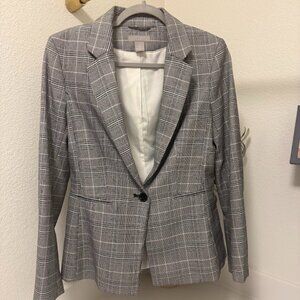 Gray Plaid Structured Blazer – H&M Business Casual, Size 6